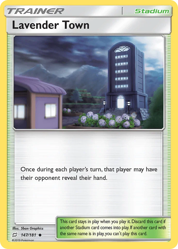 147, Normal, Reverse Holofoil, Stadium, Sun & Moon: Team Up, Uncommon Lavender Town (147/181) [Sun & Moon: Team Up] - Trading Card World