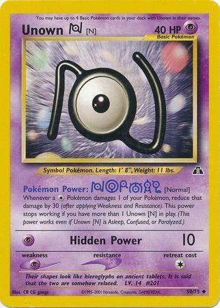 50, Neo Discovery Unlimited, Normal, Psychic, Psychic[×2], Uncommon Unown [N] (50/75) [Neo Discovery Unlimited] - Trading Card World