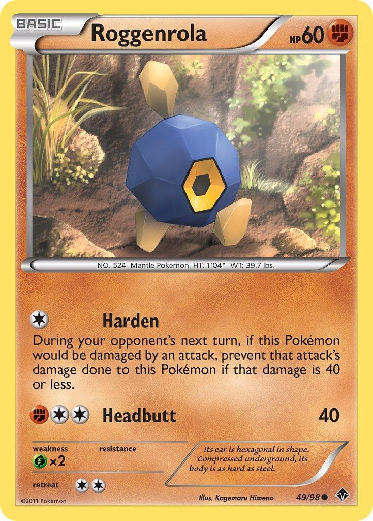 49, Black & White: Emerging Powers, Common, Fighting, Grass[×2], Holofoil Roggenrola (49/98) (Cracked Ice Holo) (Blister Exclusive) [Black & White: Emerging Powers] - Trading Card World