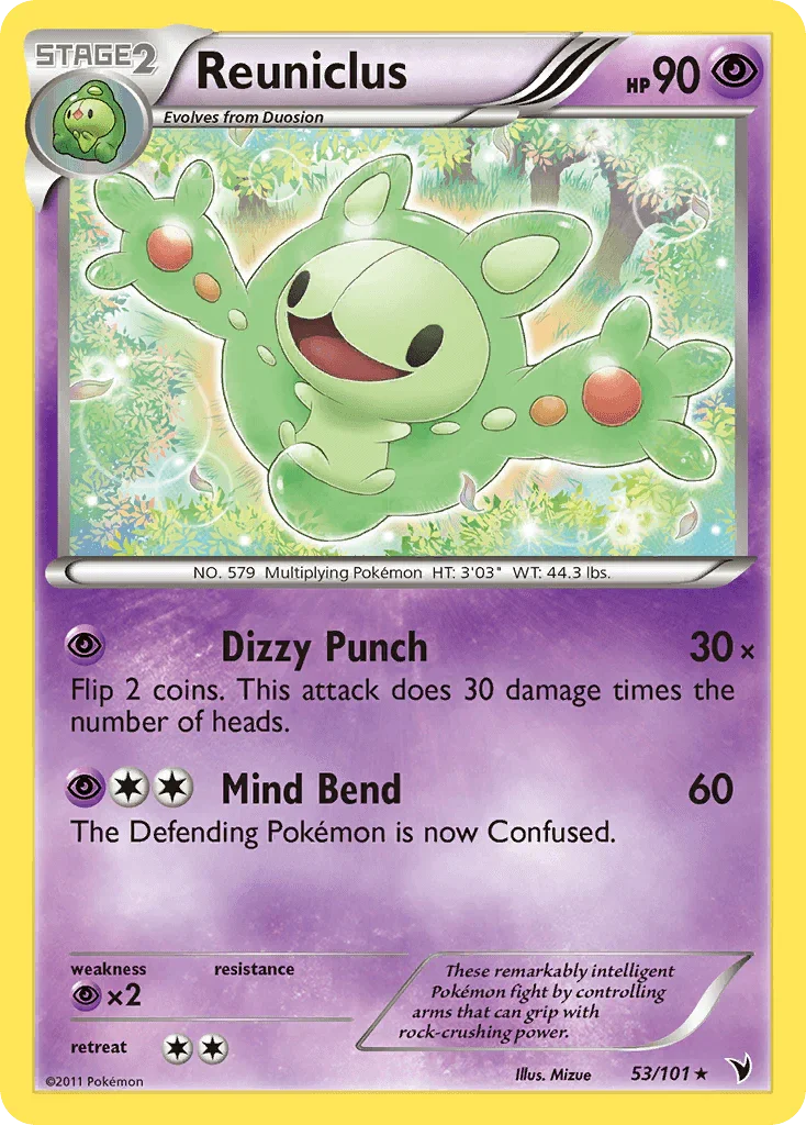 53, Black & White: Noble Victories, Normal, Psychic, Psychic[×2], Rare, Reverse Holofoil Reuniclus (53/101) [Black & White: Noble Victories] - Trading Card World