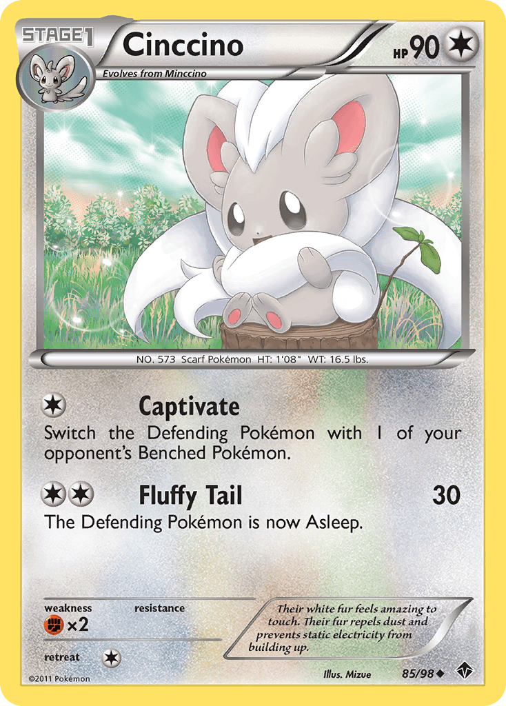 85, Black & White: Emerging Powers, Colorless, Fighting[×2], Normal, Reverse Holofoil, Uncommon Cinccino (85/98) [Black & White: Emerging Powers] - Trading Card World