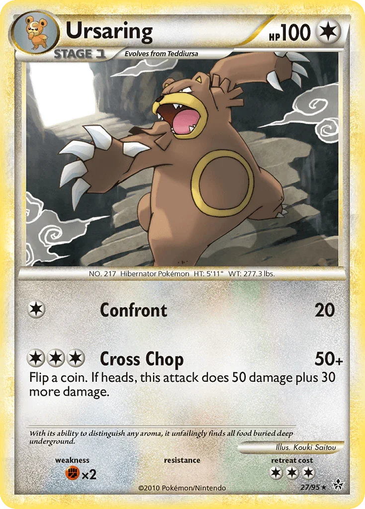 27, Colorless, Fighting[×2], HeartGold & SoulSilver: Unleashed, Normal, Rare, Reverse Holofoil Ursaring (27/95) [HeartGold & SoulSilver: Unleashed] - Trading Card World