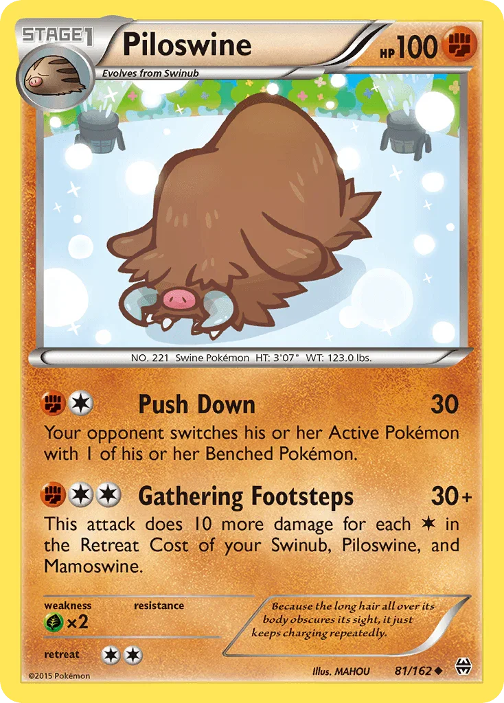 81, Fighting, Grass[×2], Normal, Reverse Holofoil, Uncommon, XY: BREAKthrough Piloswine (81/162) [XY: BREAKthrough] - Trading Card World