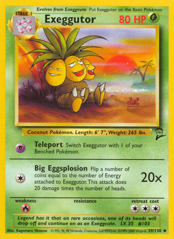 39, Base Set 2, Fire[×2], Grass, Normal, Uncommon Exeggutor (39/130) [Base Set 2] - Trading Card World