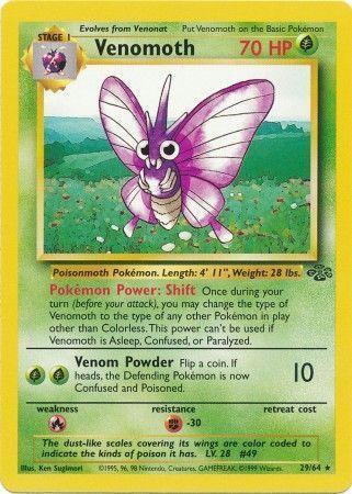 29, Fighting[-30], Fire[×2], Grass, Jungle Unlimited, Normal, Rare Venomoth (29/64) [Jungle Unlimited] - Trading Card World