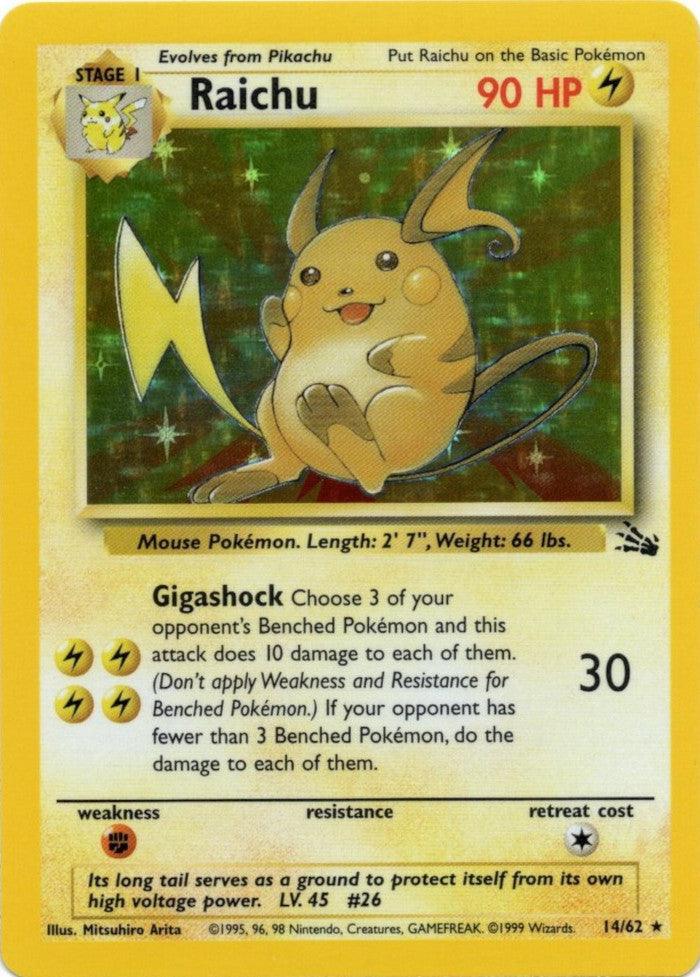 14, Fighting[×2], Fossil Unlimited, Holo Rare, Holofoil, Lightning Raichu (14/62) [Fossil Unlimited] - Trading Card World