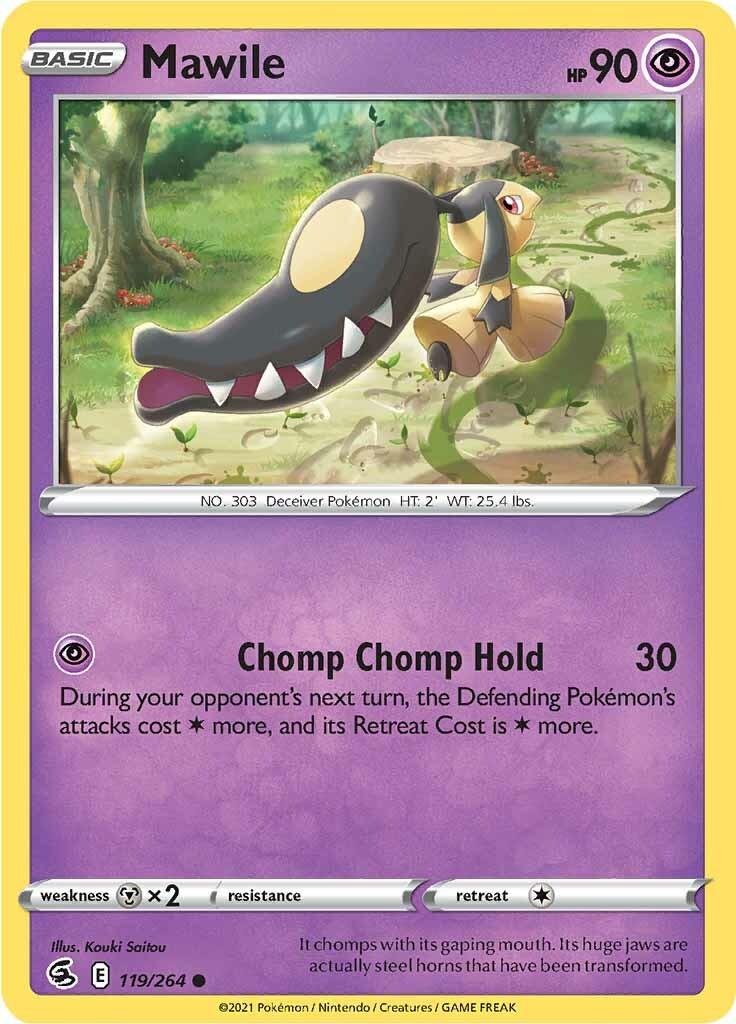 119, Common, Metal [x2], Normal, Psychic, Reverse Holofoil, Sword & Shield: Fusion Strike Mawile (119/264) [Sword & Shield: Fusion Strike] - Trading Card World