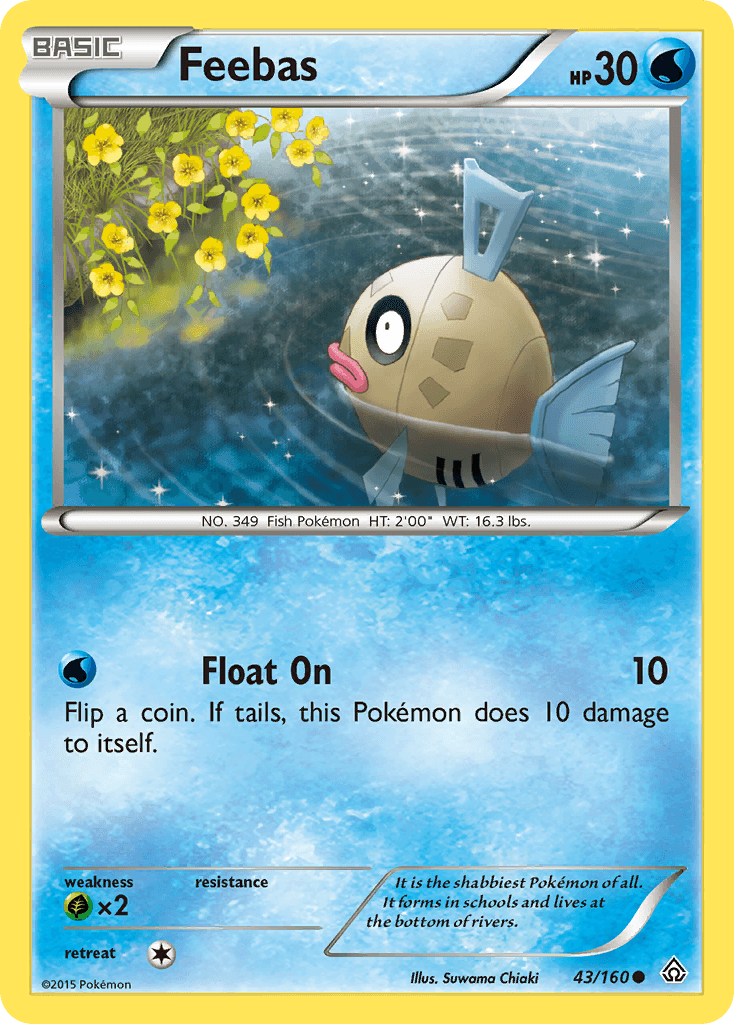 43, Common, Grass[×2], Normal, Reverse Holofoil, Water, XY: Primal Clash Feebas (43/160) [XY: Primal Clash] - Trading Card World