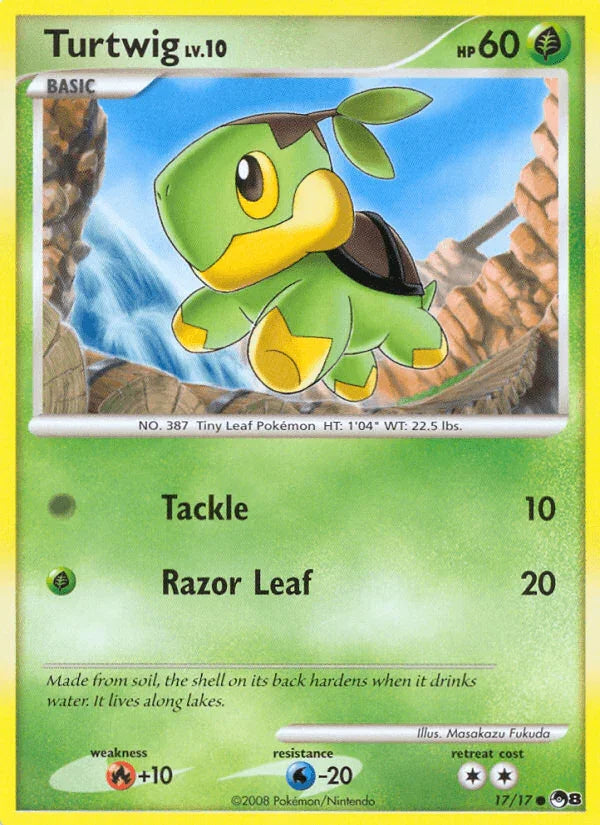 17, Common, Fire[+10], Grass, Normal, POP Series 8, Water[-20] Turtwig (17/17) [POP Series 8] - Trading Card World