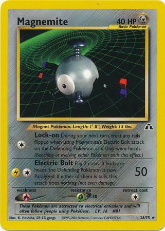 26, Fire[×2], Grass[-30], Metal, Neo Discovery Unlimited, Normal, Rare Magnemite (26/75) [Neo Discovery Unlimited] - Trading Card World