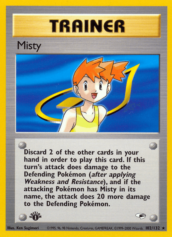 102, 1st Edition Normal, Gym Heroes 1st Edition, Item, Rare Misty (102/132) [Gym Heroes 1st Edition] - Trading Card World