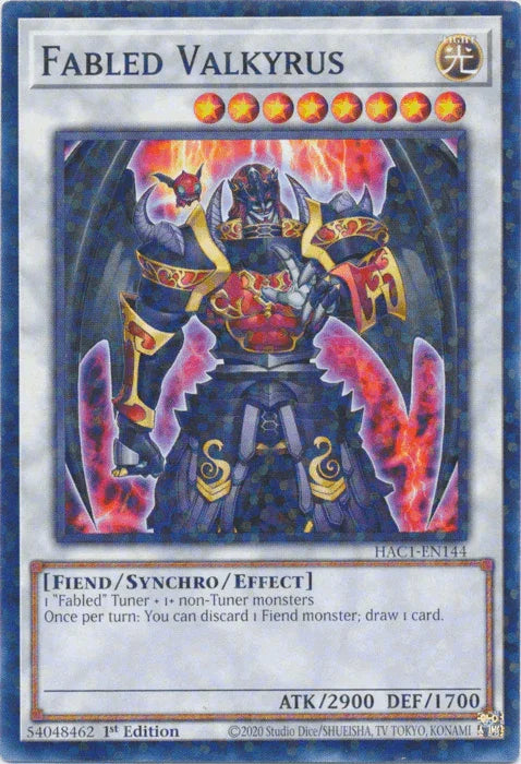1st Edition, Common, Fiend, Hidden Arsenal: Chapter 1, Light, Synchro/Effect Monster Fabled Valkyrus (Duel Terminal) [HAC1-EN144] Common - Trading Card World