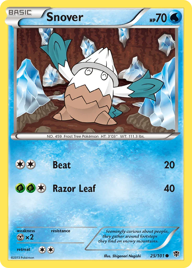 25, Black & White: Plasma Blast, Common, Metal[×2], Normal, Reverse Holofoil, Water Snover (25/101) [Black & White: Plasma Blast] - Trading Card World