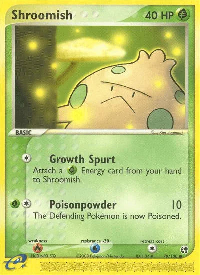 78, Common, EX: Sandstorm, Fire[×2], Grass, Normal, Reverse Holofoil, Water[-30] Shroomish (78/100) [EX: Sandstorm] - Trading Card World