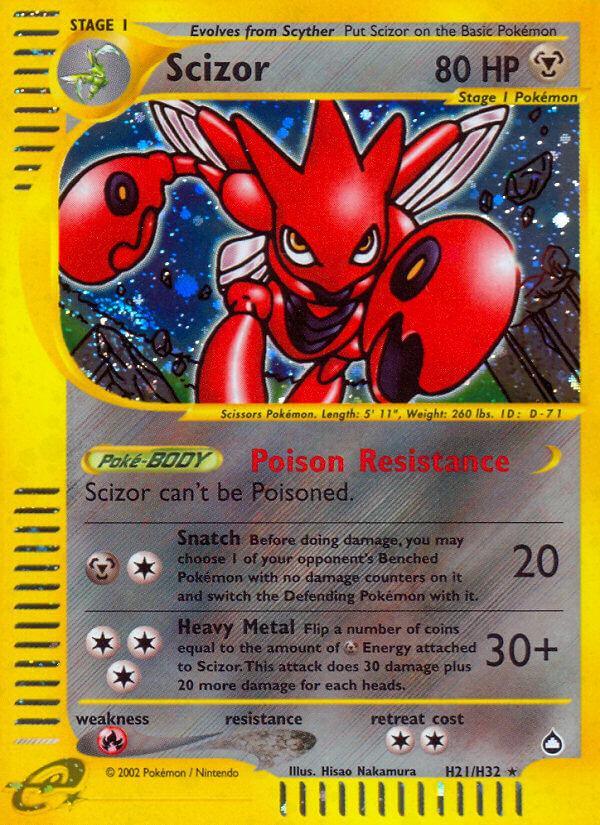 Aquapolis, Fire[×2], H21, Holofoil, Metal, Rare Scizor (H21/H32) [Aquapolis] - Trading Card World
