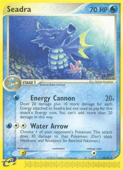 39, EX: Dragon, Lightning[×2], Normal, Reverse Holofoil, Uncommon, Water Seadra (39/97) [EX: Dragon] - Trading Card World