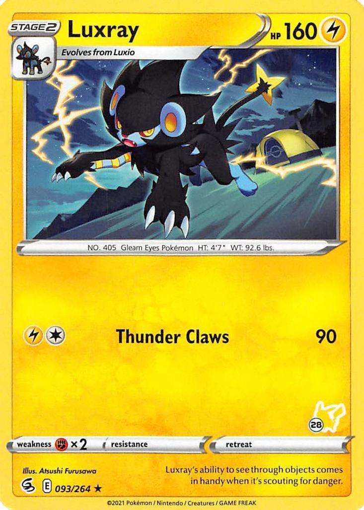 093, Battle Academy 2022, Fighting [x2], Lightning, Normal, Rare Luxray (093/264) (Pikachu Stamp #28) [Battle Academy 2022] - Trading Card World