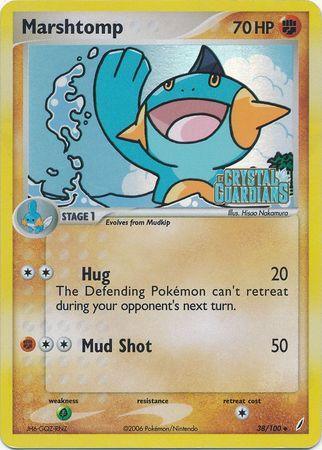 38, EX: Crystal Guardians, Fighting, Grass[×2], Reverse Holofoil, Uncommon Marshtomp (38/100) (Stamped) [EX: Crystal Guardians] - Trading Card World