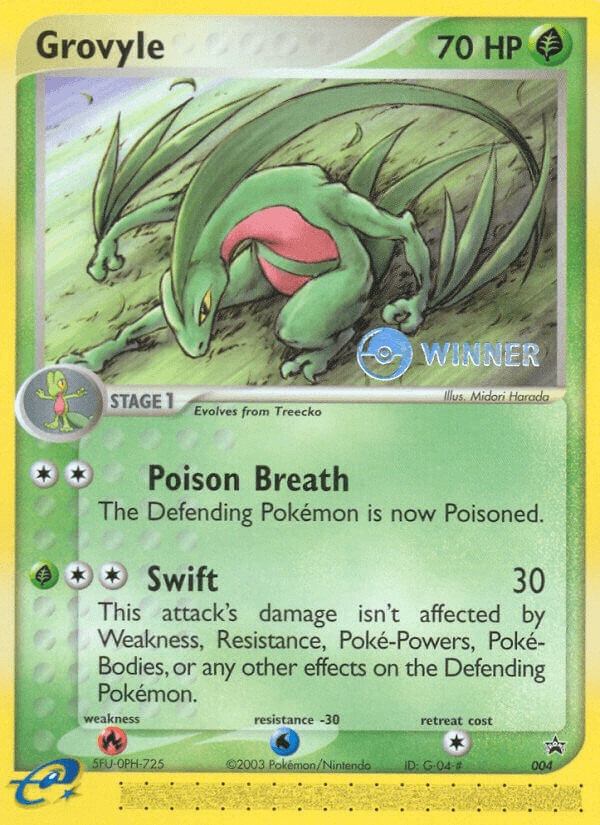 004, Black Star Promo, Fire[×2], Grass, Holofoil, Nintendo: Black Star Promos, Normal, Water[-30] Grovyle (004) [Nintendo: Black Star Promos] - Trading Card World