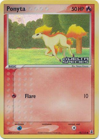 78, Common, EX: Delta Species, Fire, Reverse Holofoil, Water[×2] Ponyta (78/113) (Stamped) [EX: Delta Species] - Trading Card World