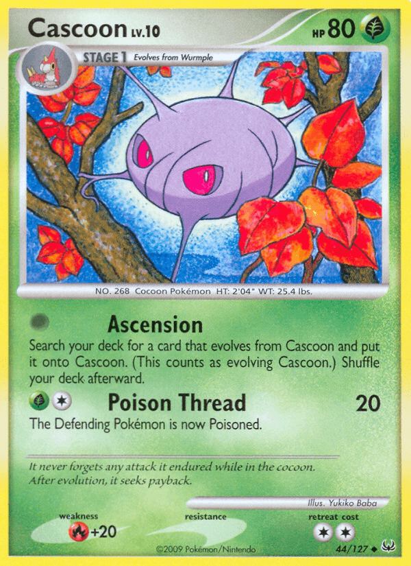 44, Fire[+20], Grass, Normal, Platinum: Base Set, Reverse Holofoil, Uncommon Cascoon (44/127) [Platinum: Base Set] - Trading Card World