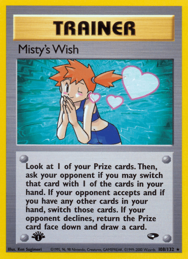 108, 1st Edition Normal, Gym Challenge 1st Edition, Rare, Trainer Misty's Wish (108/132) [Gym Challenge 1st Edition] - Trading Card World