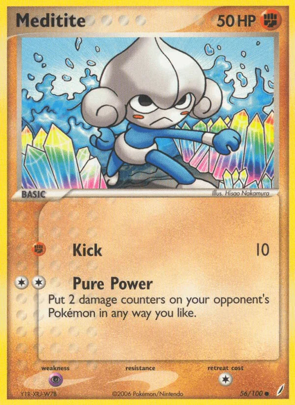 56, Common, EX: Crystal Guardians, Fighting, Normal, Psychic[×2] Meditite (56/100) [EX: Crystal Guardians] - Trading Card World