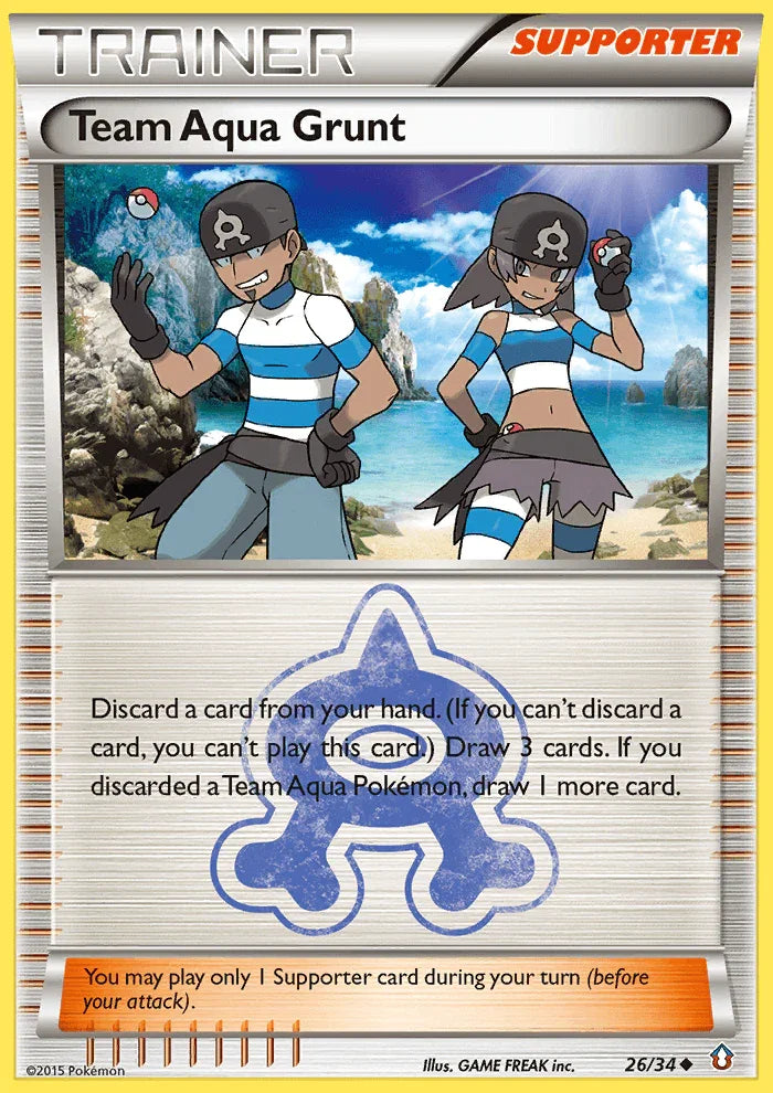 26, Normal, Reverse Holofoil, Supporter, Uncommon, XY: Double Crisis Team Aqua Grunt (26/34) [XY: Double Crisis] - Trading Card World