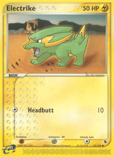 52, Common, EX: Ruby & Sapphire, Fighting[×2], Lightning, Metal[-30], Normal, Reverse Holofoil Electrike (52/109) [EX: Ruby & Sapphire] - Trading Card World