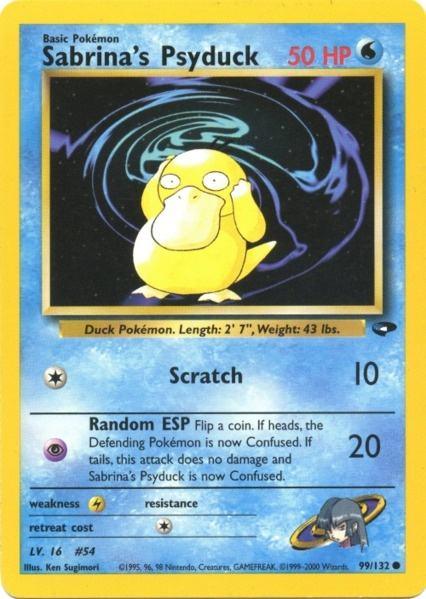 99, Common, Gym Challenge Unlimited, Lightning[×2], Normal, Water Sabrina's Psyduck (99/132) [Gym Challenge Unlimited] - Trading Card World
