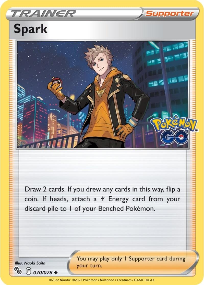 070, Normal, Pokémon GO, Reverse Holofoil, Supporter, Uncommon Spark (070/078) [Pokémon GO] - Trading Card World