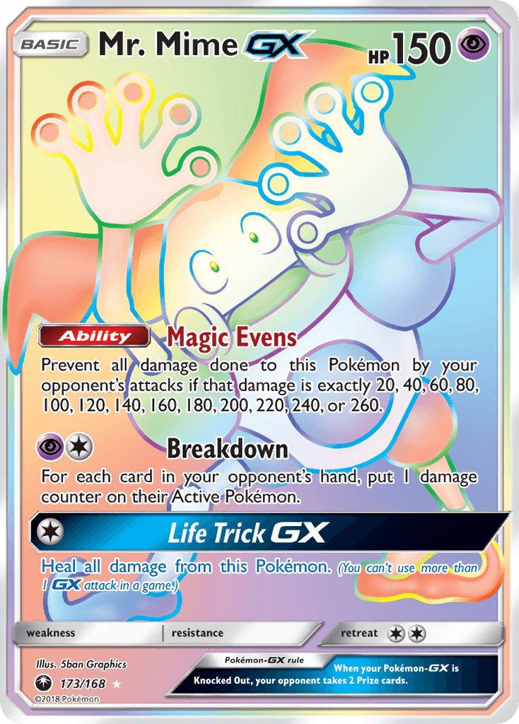173, Holofoil, Psychic, Secret Rare, Sun & Moon: Celestial Storm Mr. Mime GX (173/168) [Sun & Moon: Celestial Storm] - Trading Card World