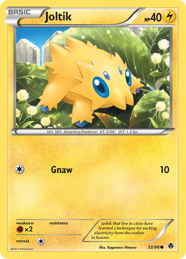 33, Black & White: Emerging Powers, Common, Fighting[×2], Lightning, Normal, Reverse Holofoil Joltik (33/98) [Black & White: Emerging Powers] - Trading Card World