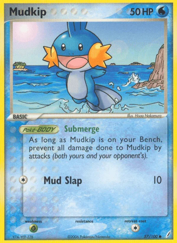 57, Common, EX: Crystal Guardians, Grass[×2], Normal, Water Mudkip (57/100) [EX: Crystal Guardians] - Trading Card World