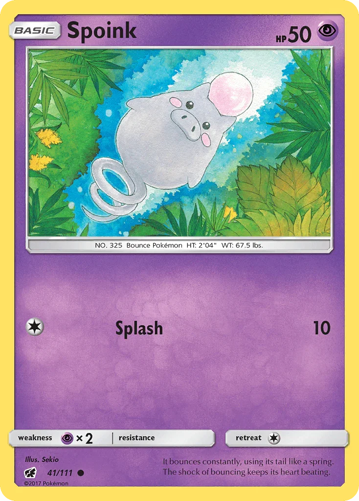 41, Common, Normal, Psychic, Psychic[×2], Reverse Holofoil, Sun & Moon: Crimson Invasion Spoink (41/111) [Sun & Moon: Crimson Invasion] - Trading Card World