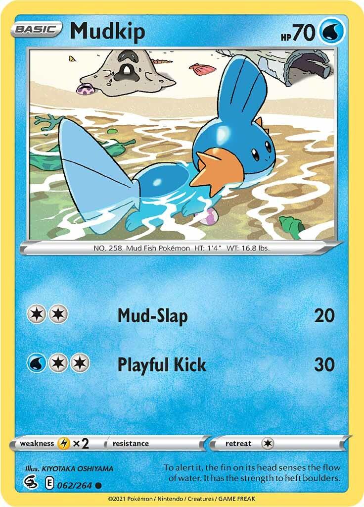 062, Common, Lightning [x2], Normal, Reverse Holofoil, Sword & Shield: Fusion Strike, Water Mudkip (062/264) [Sword & Shield: Fusion Strike] - Trading Card World