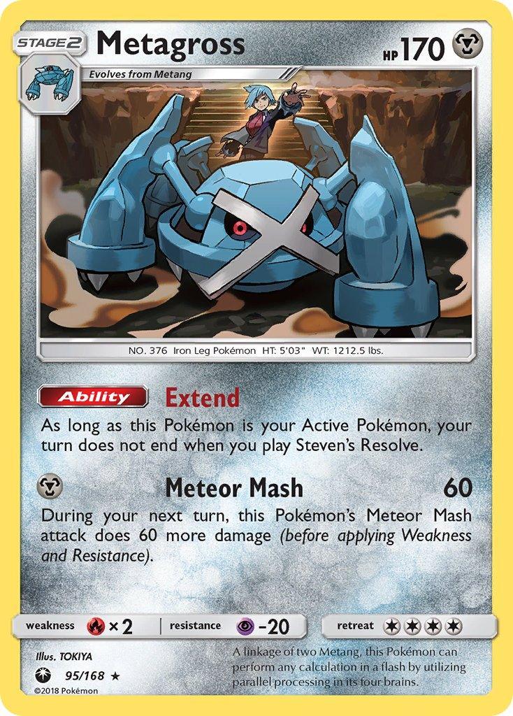 95, Fire[×2], Metal, Normal, Psychic[-20], Rare, Sun & Moon: Celestial Storm Metagross (95/168) (Prerelease Kit Exclusive) (Theme Deck Exclusive) [Sun & Moon: Celestial Storm] - Trading Card World