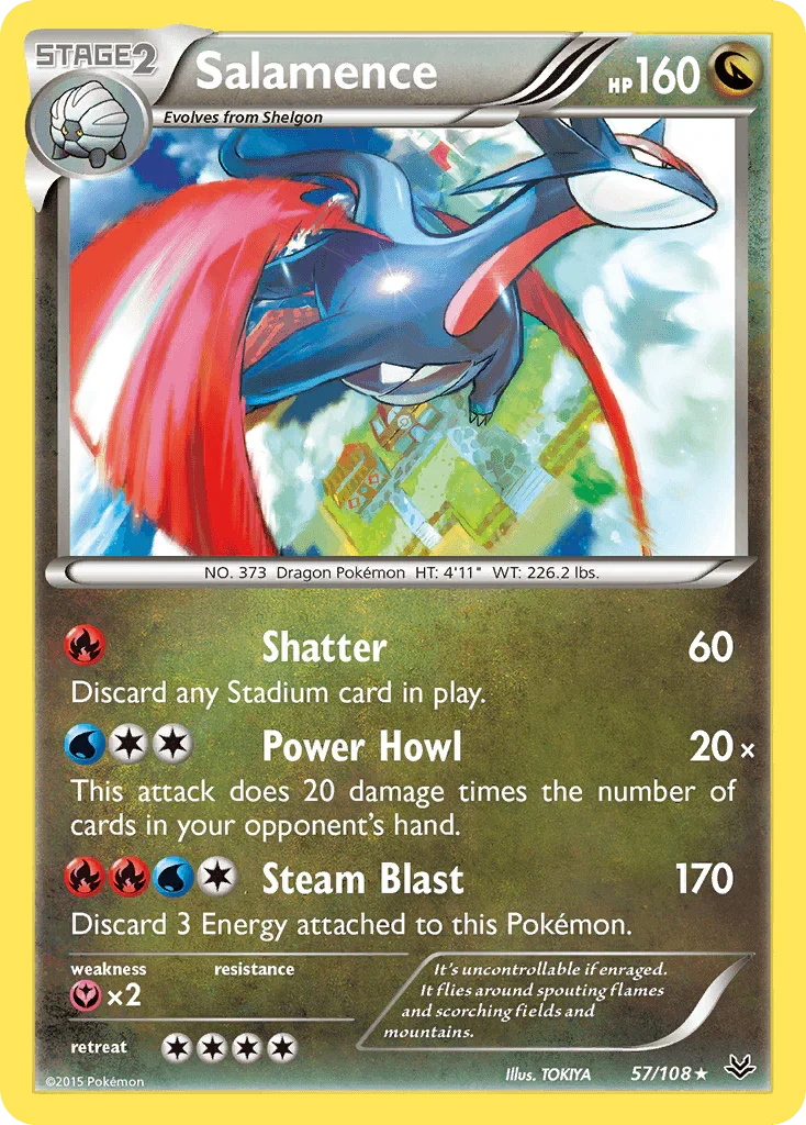 57, Dragon, Fairy[×2], Holo Rare, Holofoil, Reverse Holofoil, XY: Roaring Skies Salamence (57/108) [XY: Roaring Skies] - Trading Card World