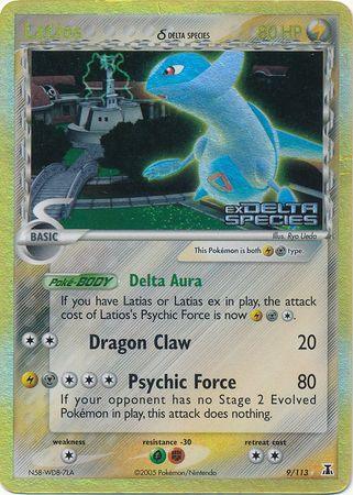 Colorless[×2], EX: Delta Species, Fighting[-30], Grass[-30], Holo Rare, Lightning, Metal, Reverse Holofoil Latios (9/113) (Delta Species) (Stamped) [EX: Delta Species] - Trading Card World