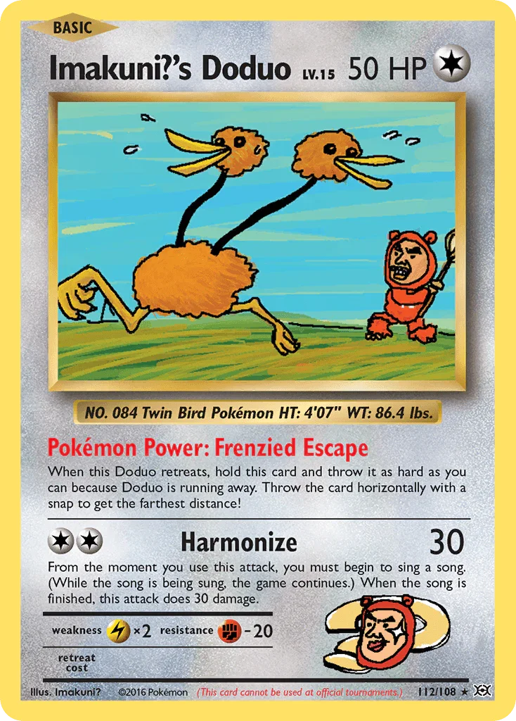 112, Colorless, Fighting[-20], Lightning[×2], Normal, Secret Rare, XY: Evolutions Imakuni?'s Doduo (112/108) [XY: Evolutions] - Trading Card World