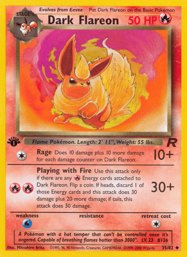 1st Edition Normal, 35, Fire, Team Rocket 1st Edition, Uncommon, Water[×2] Dark Flareon (35/82) [Team Rocket 1st Edition] - Trading Card World