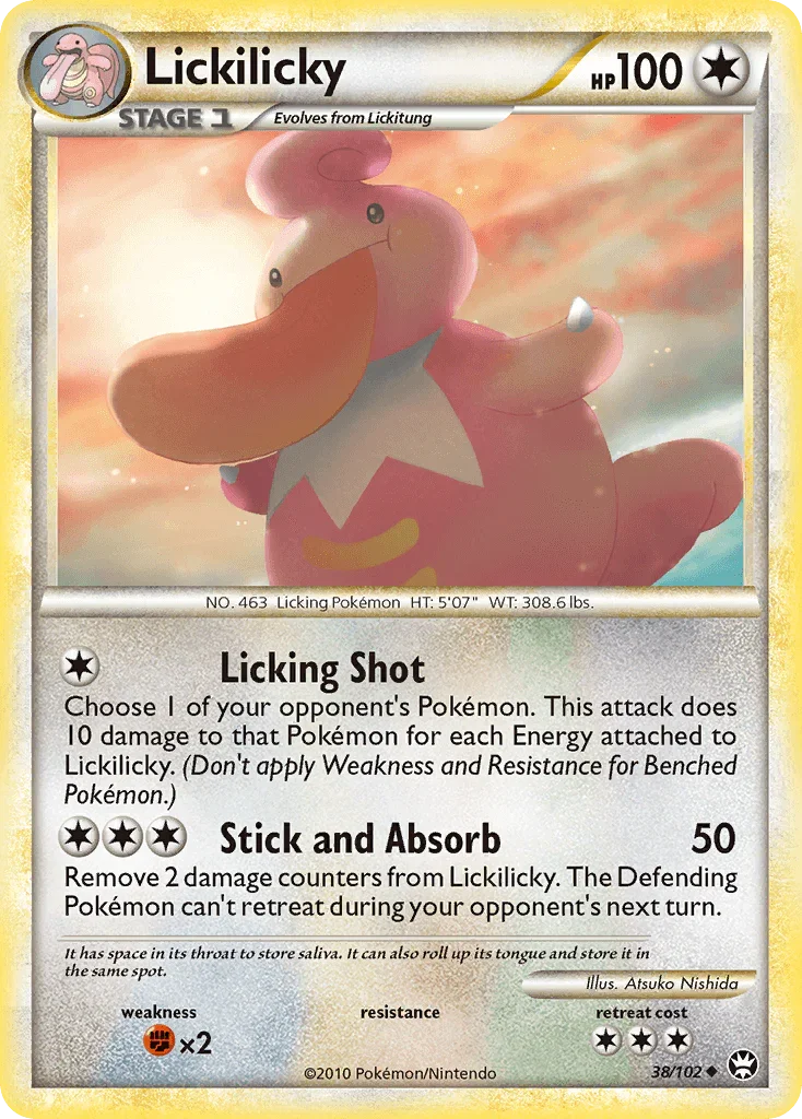 38, Colorless, Fighting[×2], HeartGold & SoulSilver: Triumphant, Normal, Reverse Holofoil, Uncommon Lickilicky (38/102) [HeartGold & SoulSilver: Triumphant] - Trading Card World