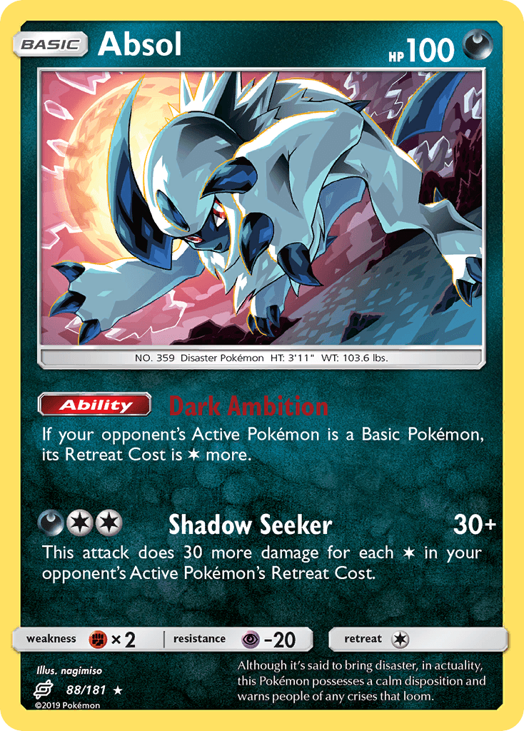 88, Darkness, Fighting[×2], Holo Rare, Holofoil, Psychic[-20], Reverse Holofoil, Sun & Moon: Team Up Absol (88/181) [Sun & Moon: Team Up] - Trading Card World