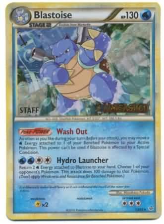 13, HeartGold & SoulSilver: Black Star Promos, Holofoil, Lightning[×2], Promo, Water Blastoise (13/95) (Staff Prerelease Promo) [HeartGold & SoulSilver: Black Star Promos] - Trading Card World