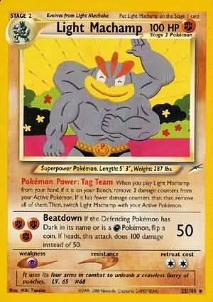 25, Fighting, Neo Destiny Unlimited, Normal, Psychic[×2], Rare Light Machamp (25/105) [Neo Destiny Unlimited] - Trading Card World