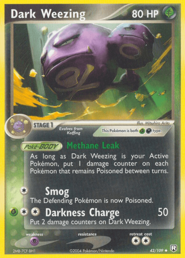 42, Darkness, EX: Team Rocket Returns, Grass, Normal, Psychic[×2], Uncommon Dark Weezing (42/109) [EX: Team Rocket Returns] - Trading Card World