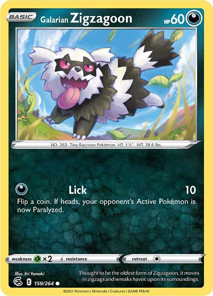 159, Common, Darkness, Grass [x2], Normal, Reverse Holofoil, Sword & Shield: Fusion Strike Galarian Zigzagoon (159/264) [Sword & Shield: Fusion Strike] - Trading Card World