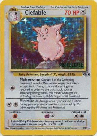 Colorless, Fighting[×2], Holofoil, Jungle Unlimited, Promo, Psychic[-30] Clefable (1/64) (Prerelease Promo) [Jungle Unlimited] - Trading Card World