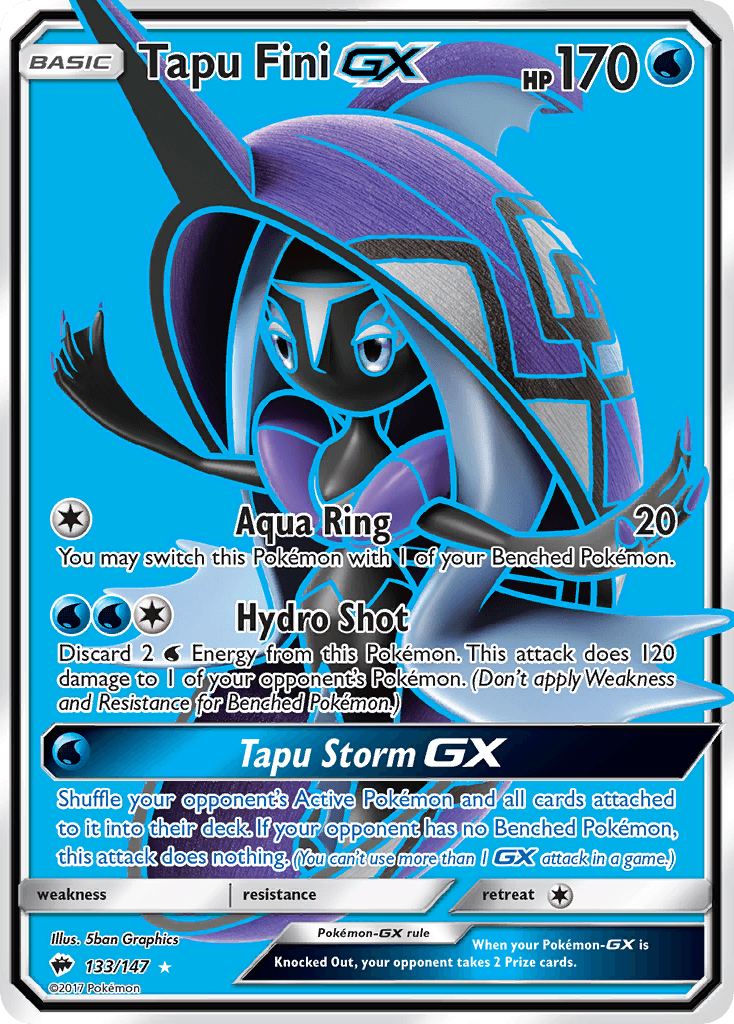 133, Holofoil, Sun & Moon: Burning Shadows, Ultra Rare, Water Tapu Fini GX (133/147) [Sun & Moon: Burning Shadows] - Trading Card World