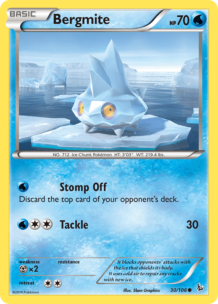 30, Common, Metal[×2], Normal, Reverse Holofoil, Water, XY: Flashfire Bergmite (30/106) [XY: Flashfire] - Trading Card World